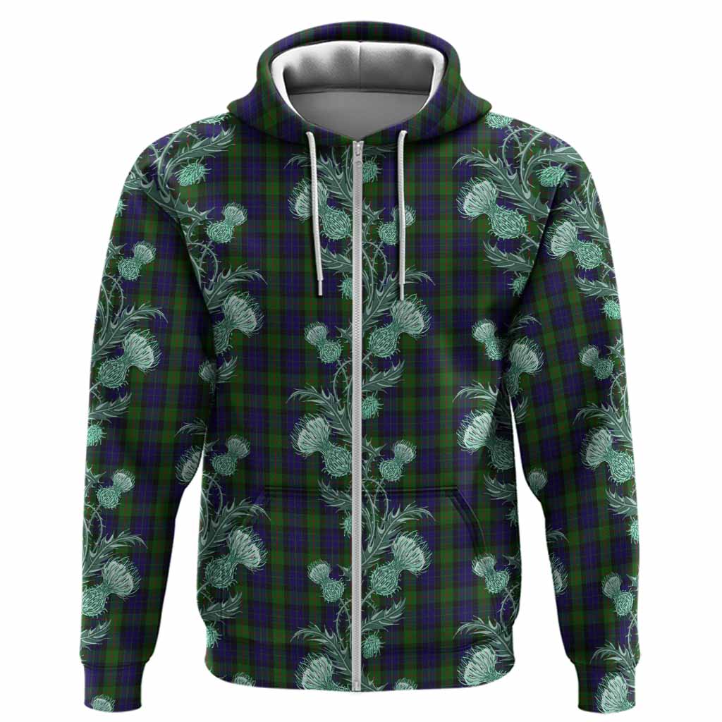 Gunn Tartan Hoodie Seamless Scottish Thistle Flowers