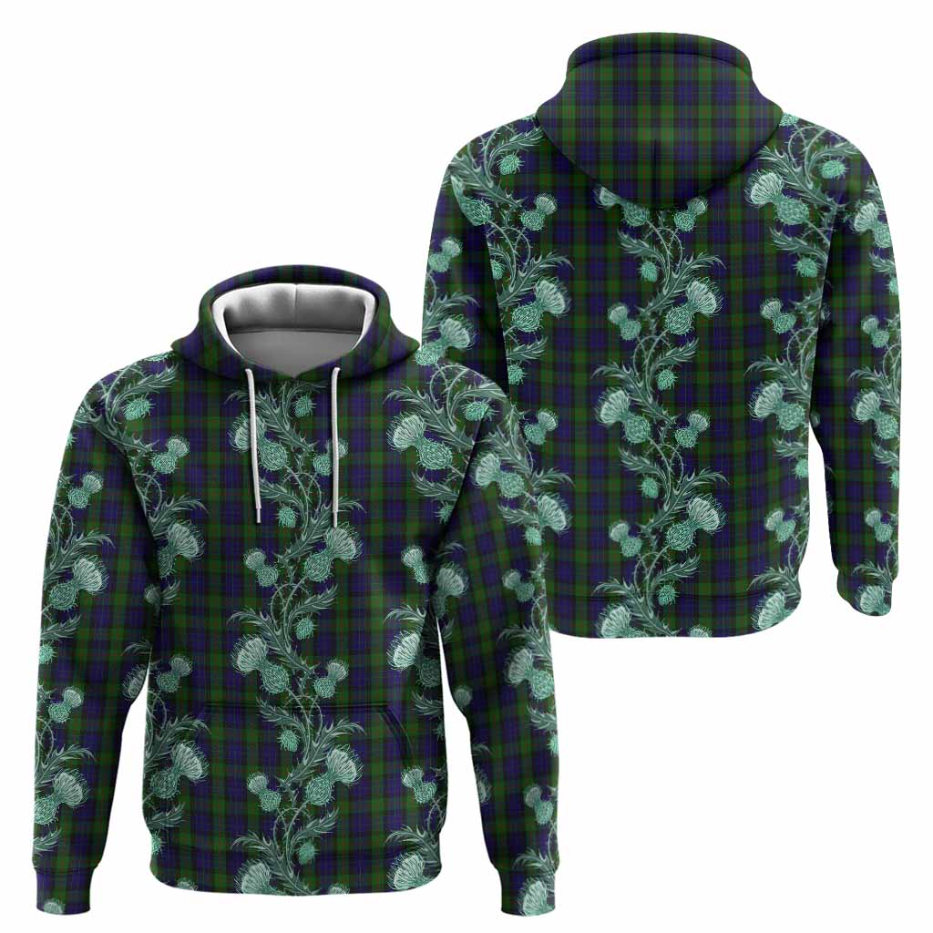 Gunn Tartan Hoodie Seamless Scottish Thistle Flowers