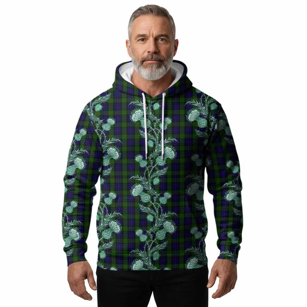 Gunn Tartan Hoodie Seamless Scottish Thistle Flowers
