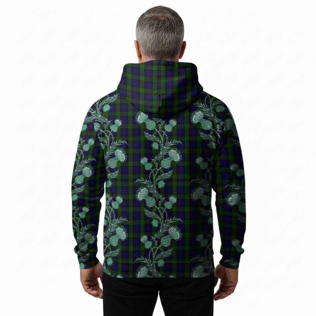 Gunn Tartan Hoodie Seamless Scottish Thistle Flowers