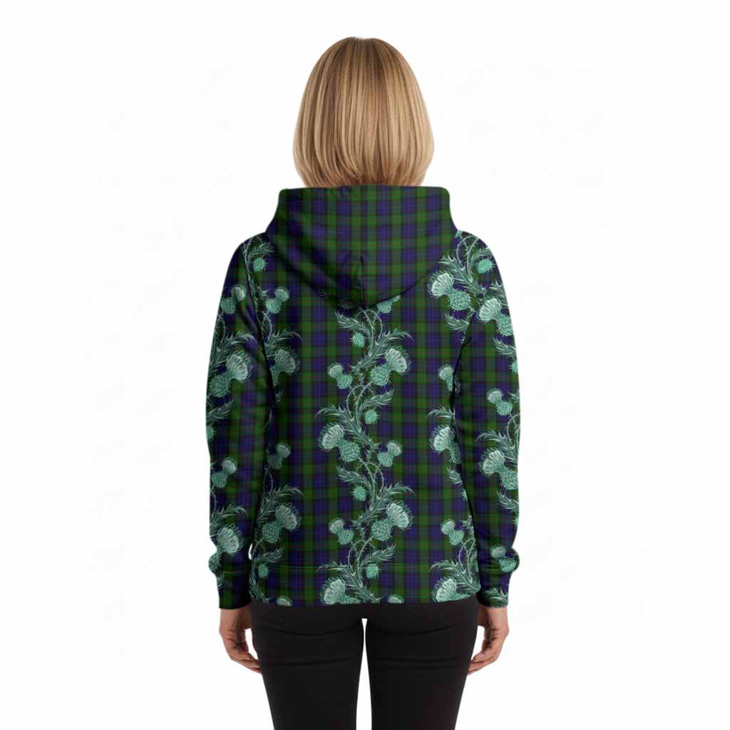 Gunn Tartan Hoodie Seamless Scottish Thistle Flowers