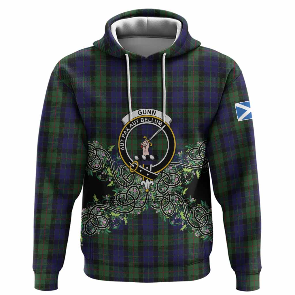 Gunn Tartan Hoodie Thistle Scottish Spirit
