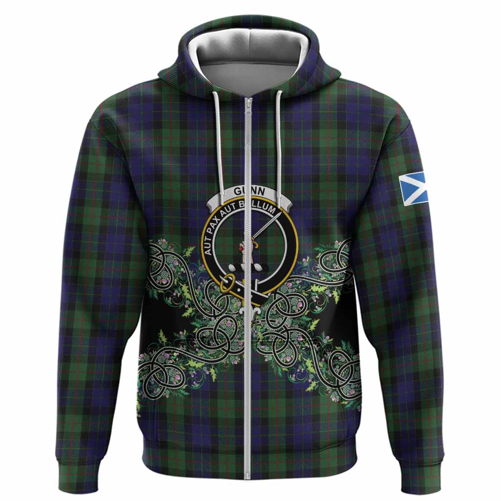 Gunn Tartan Hoodie Thistle Scottish Spirit