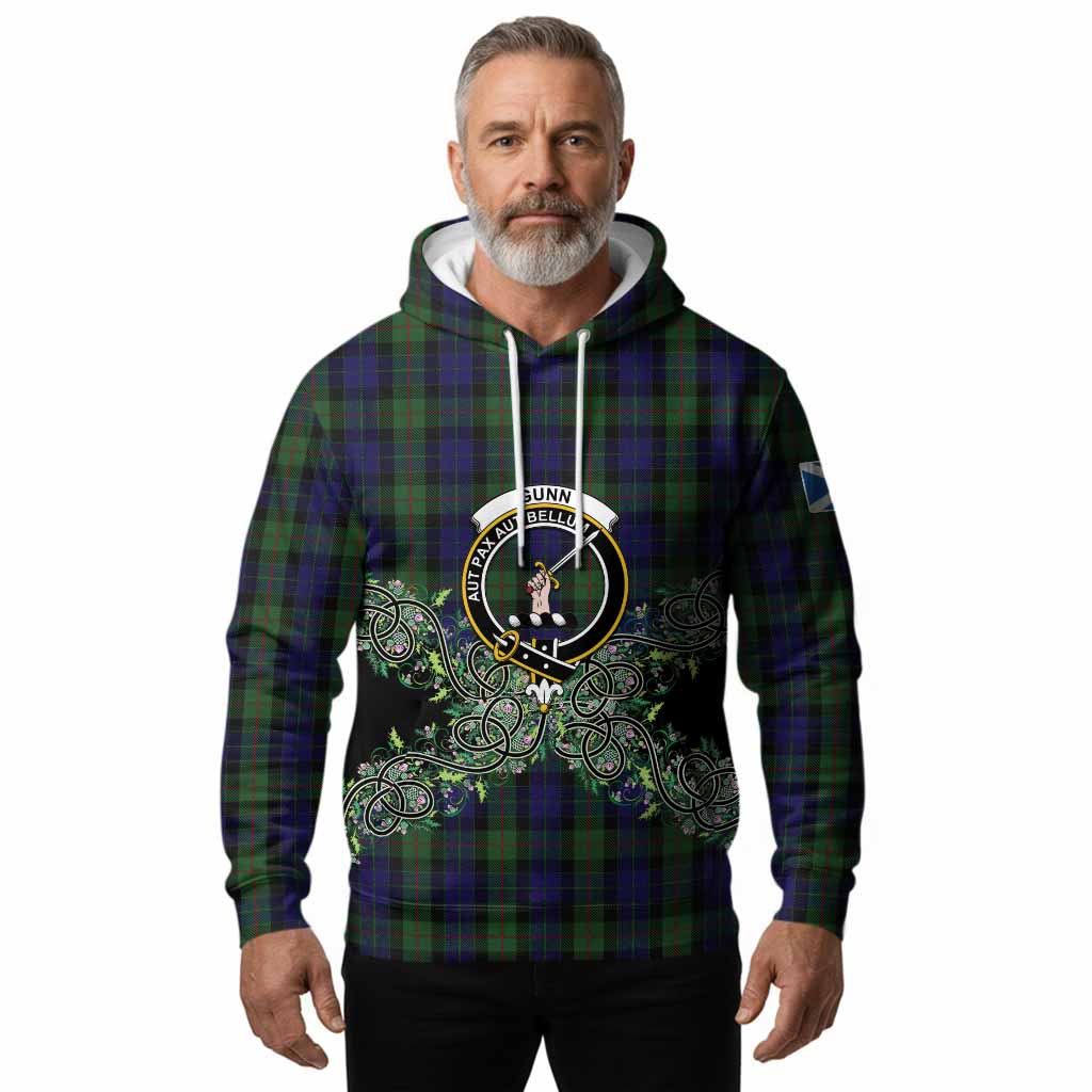 Gunn Tartan Hoodie Thistle Scottish Spirit