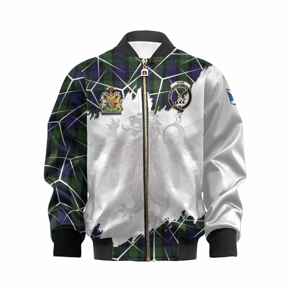 Gunn Tartan Kid Bomber Jacket with Family Crest and Lion Rampant Grunge Style