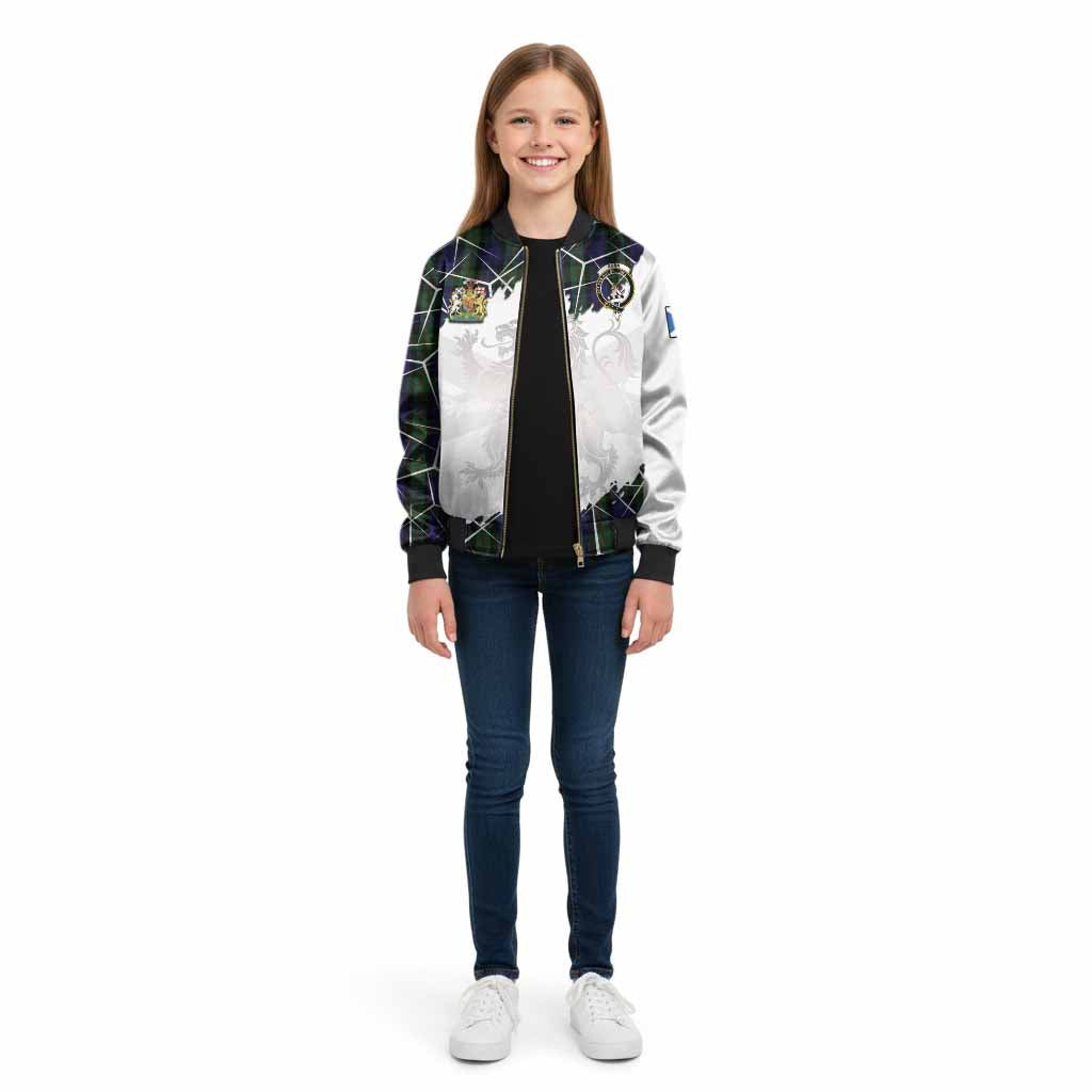 Gunn Tartan Kid Bomber Jacket with Family Crest and Lion Rampant Grunge Style