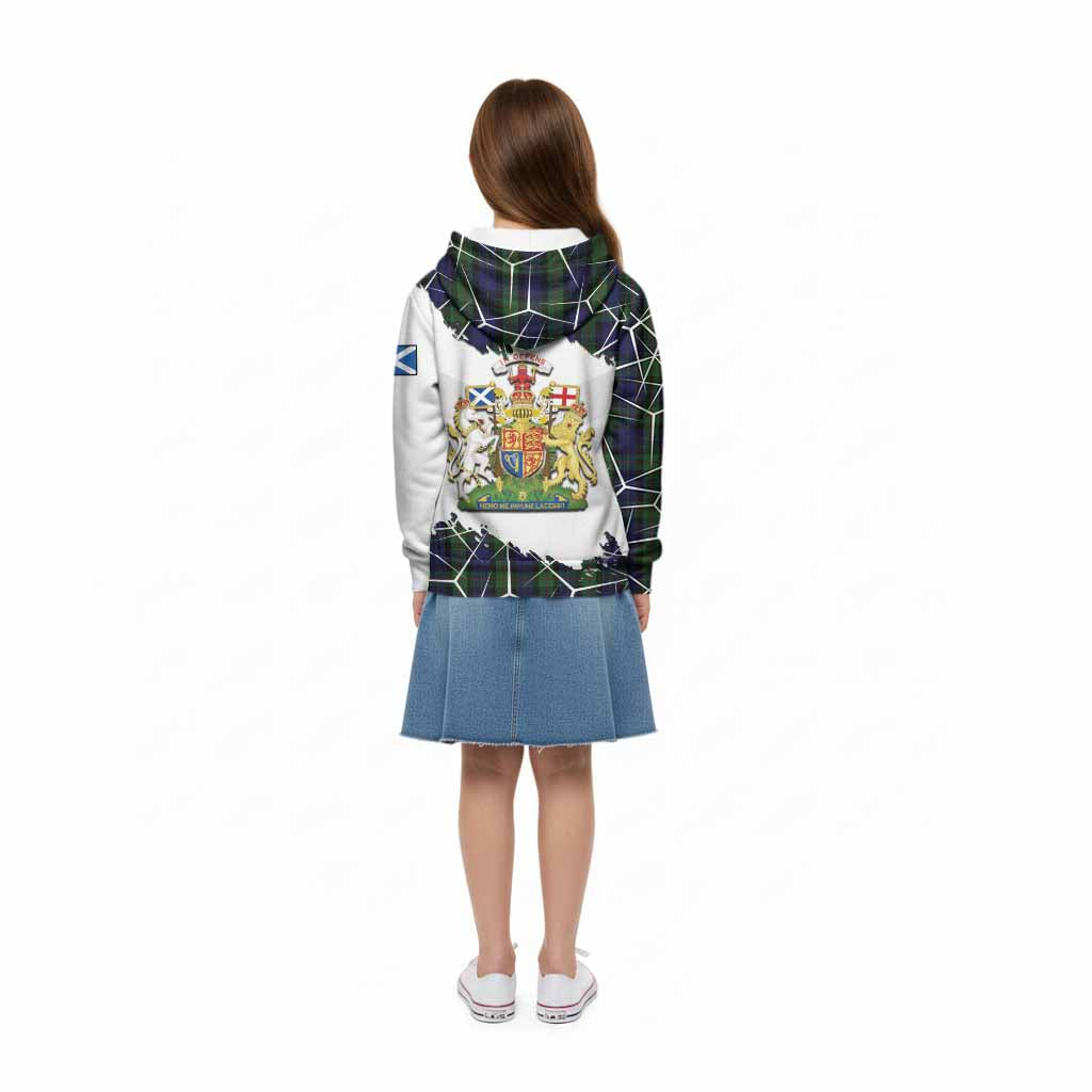 Gunn Tartan Kid Hoodie with Family Crest and Lion Rampant Grunge Style