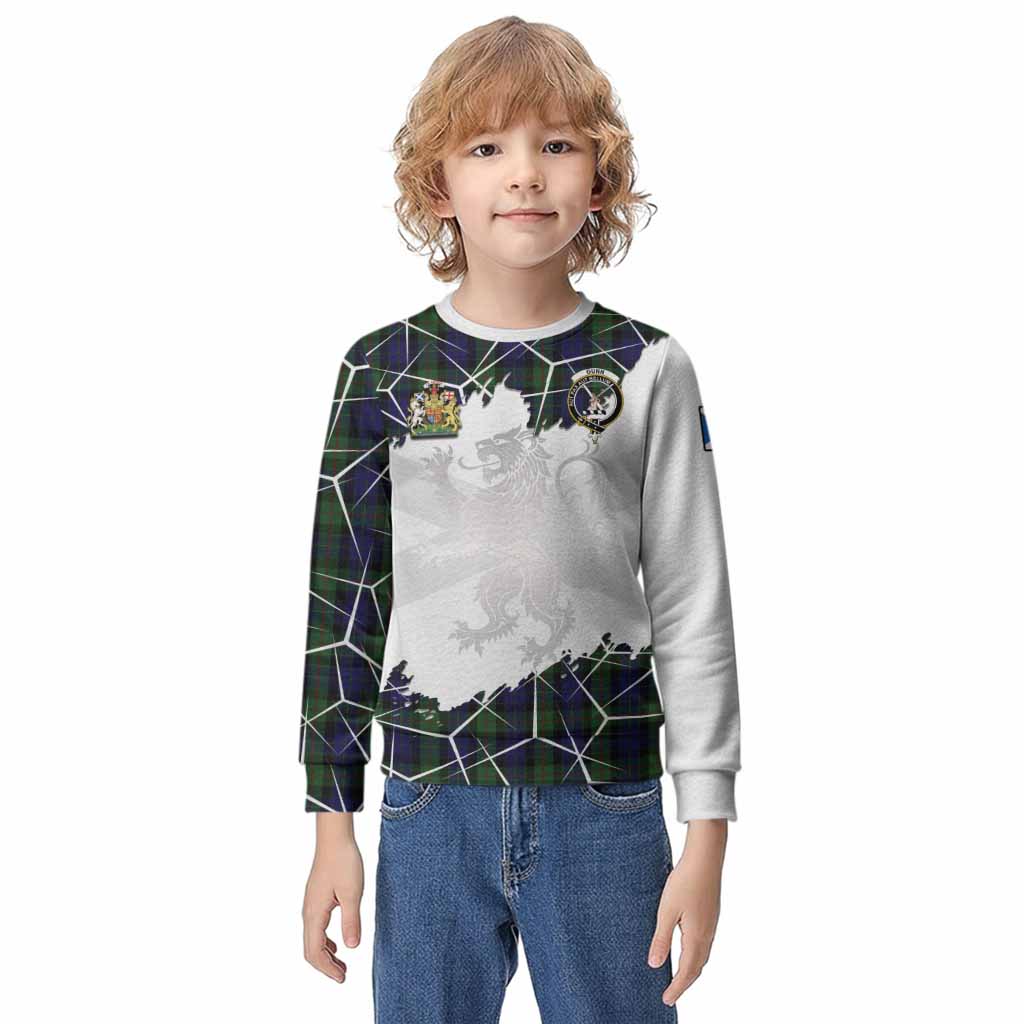 Gunn Tartan Kid Knitted Sweatshirt with Family Crest and Lion Rampant Grunge Style