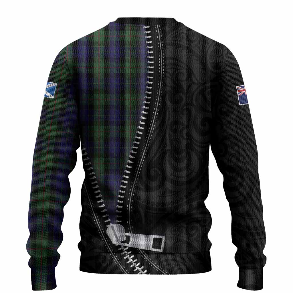 Gunn Tartan Knitted Sweater New Zealand Pattern Unique Zipper Stylized