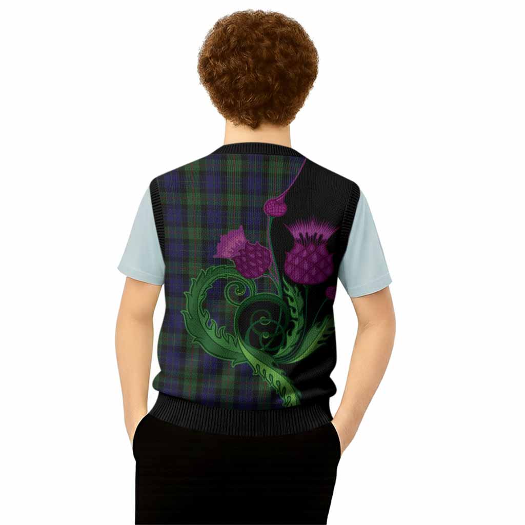 Gunn Tartan Knitted V-Neck Vest Traditional Scottish Thistle