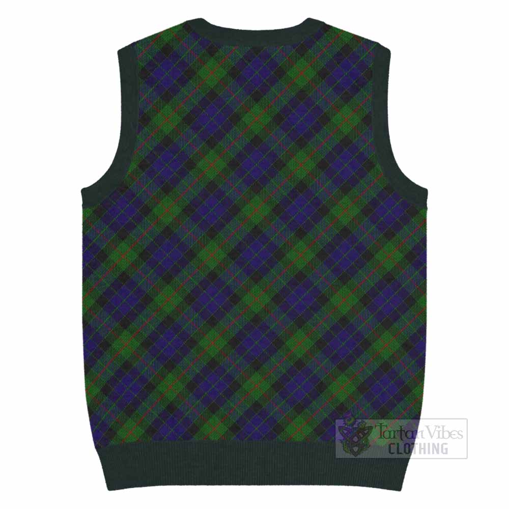 Gunn Tartan Knitted V-Neck Vest with Family Crest Cross Style
