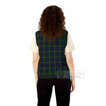 Gunn Tartan Knitted V-Neck Vest with Family Crest