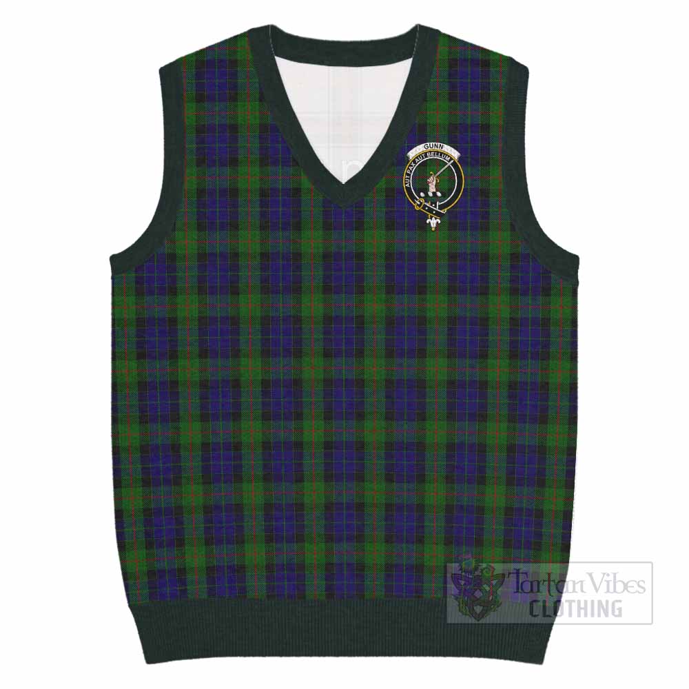 Gunn Tartan Knitted V-Neck Vest with Family Crest - Tartan Vibes Clothing