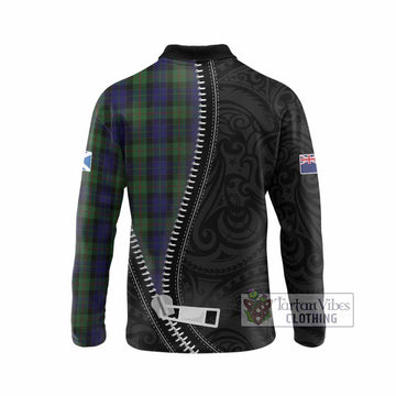 Gunn Tartan Long Sleeve Polo Shirt New Zealand Pattern Unique Zipper Stylized