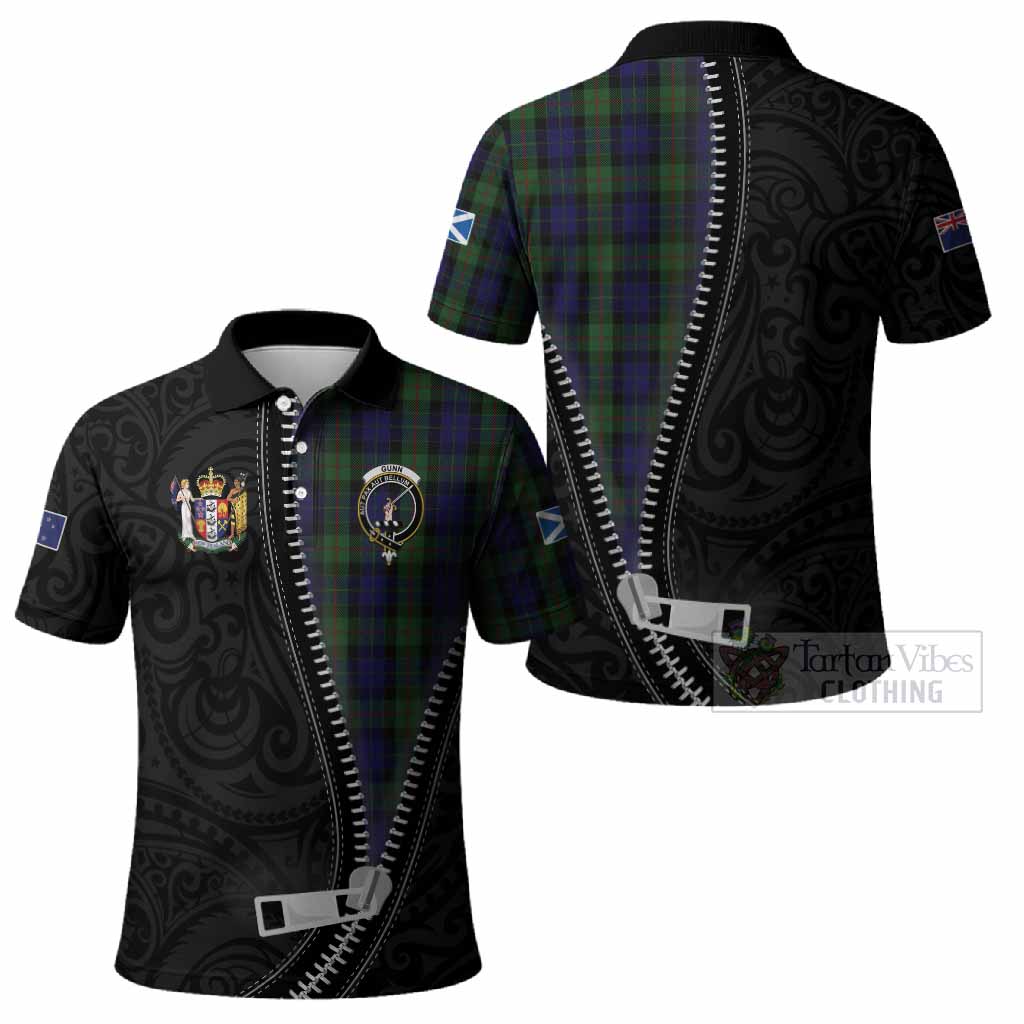Gunn Tartan Polo Shirt New Zealand Pattern Unique Zipper Stylized