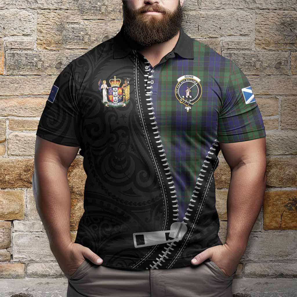 Gunn Tartan Polo Shirt New Zealand Pattern Unique Zipper Stylized