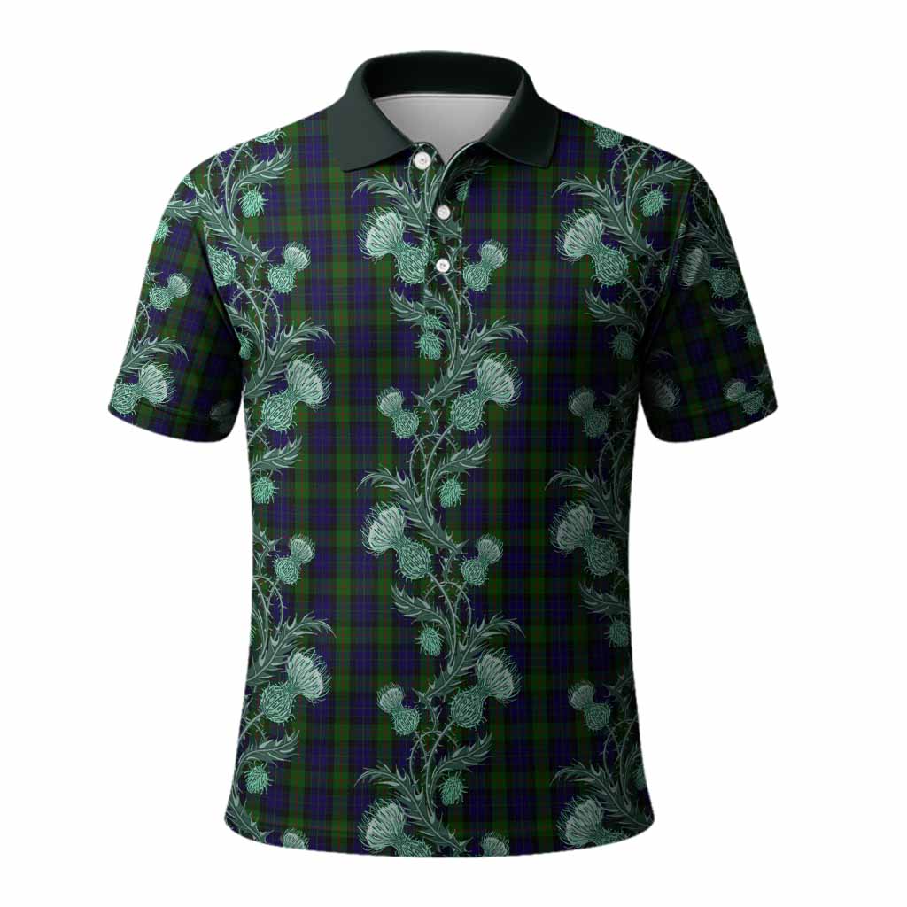 Gunn Tartan Polo Shirt Seamless Scottish Thistle Flowers