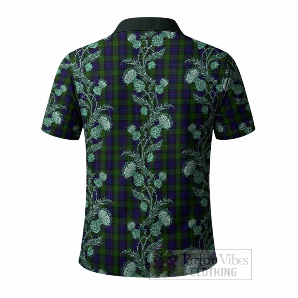 Gunn Tartan Polo Shirt Seamless Scottish Thistle Flowers
