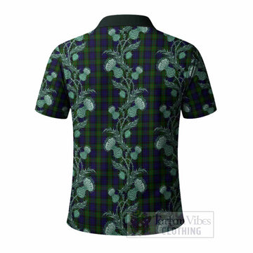 Gunn Tartan Polo Shirt Seamless Scottish Thistle Flowers