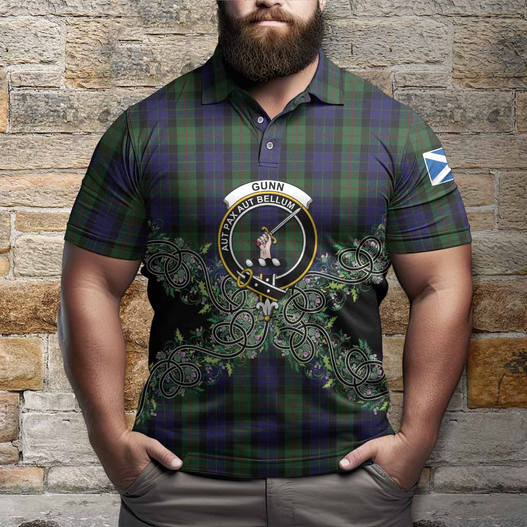Gunn Tartan Polo Shirt Thistle Scottish Spirit