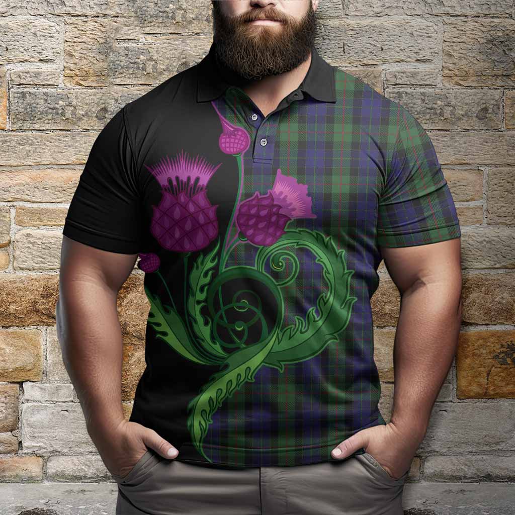 Gunn Tartan Polo Shirt Traditional Scottish Thistle