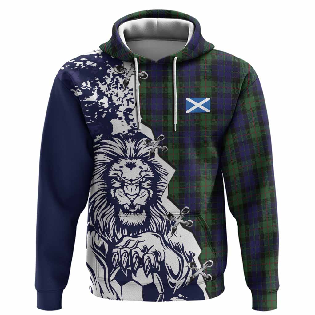 Gunn Tartan Scottish Hoodie Angry Lion With Soccer Ball Style