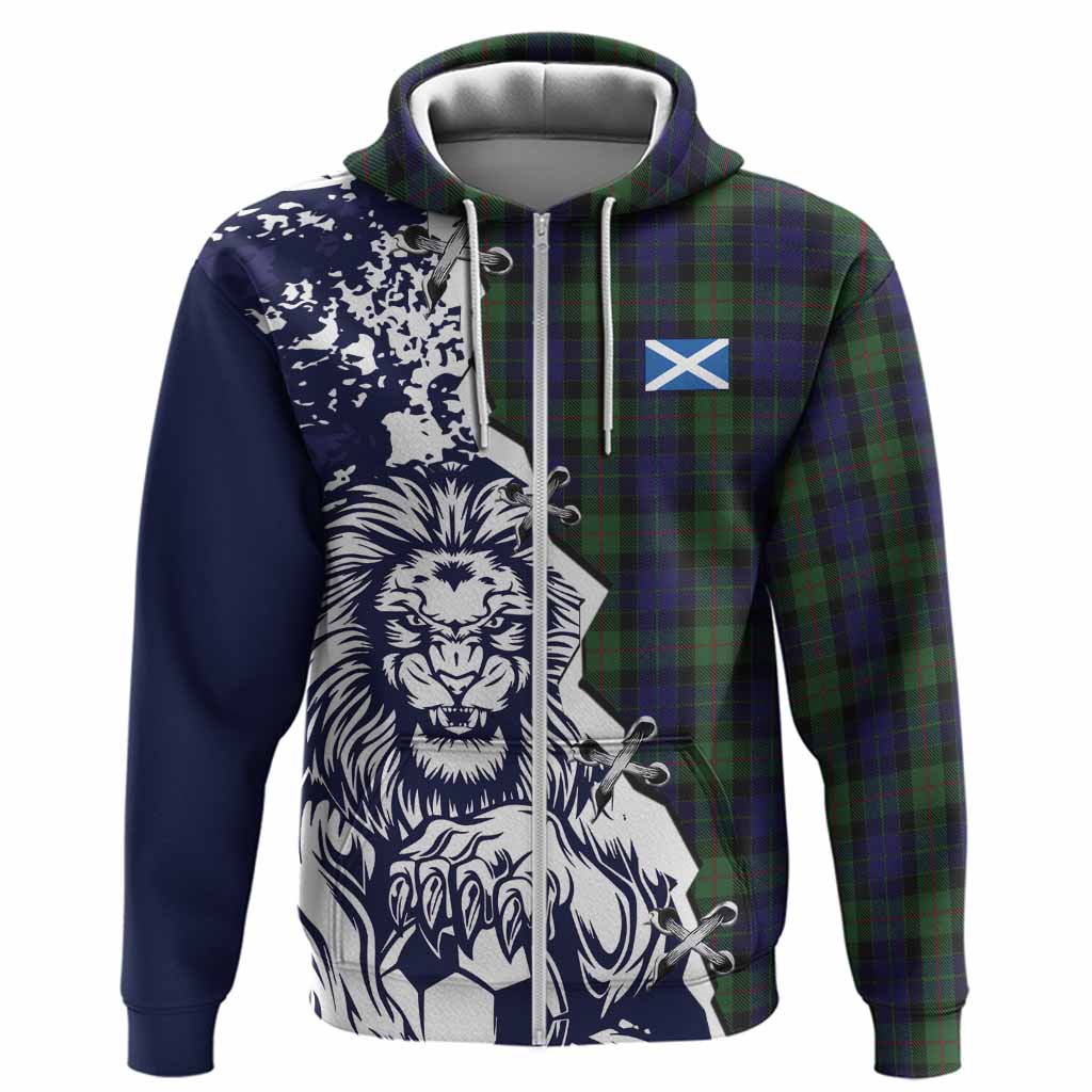 Gunn Tartan Scottish Hoodie Angry Lion With Soccer Ball Style