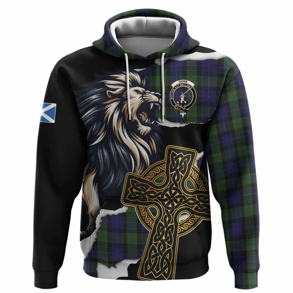 Gunn Tartan Scottish Hoodie Lion Celtic Heritage