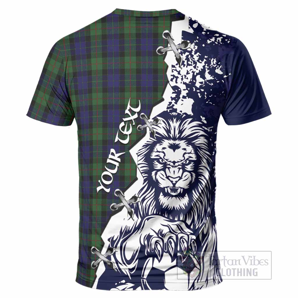 Gunn Tartan Scottish T-Shirt Angry Lion With Soccer Ball Style