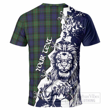 Gunn Tartan Scottish T-Shirt Angry Lion With Soccer Ball Style
