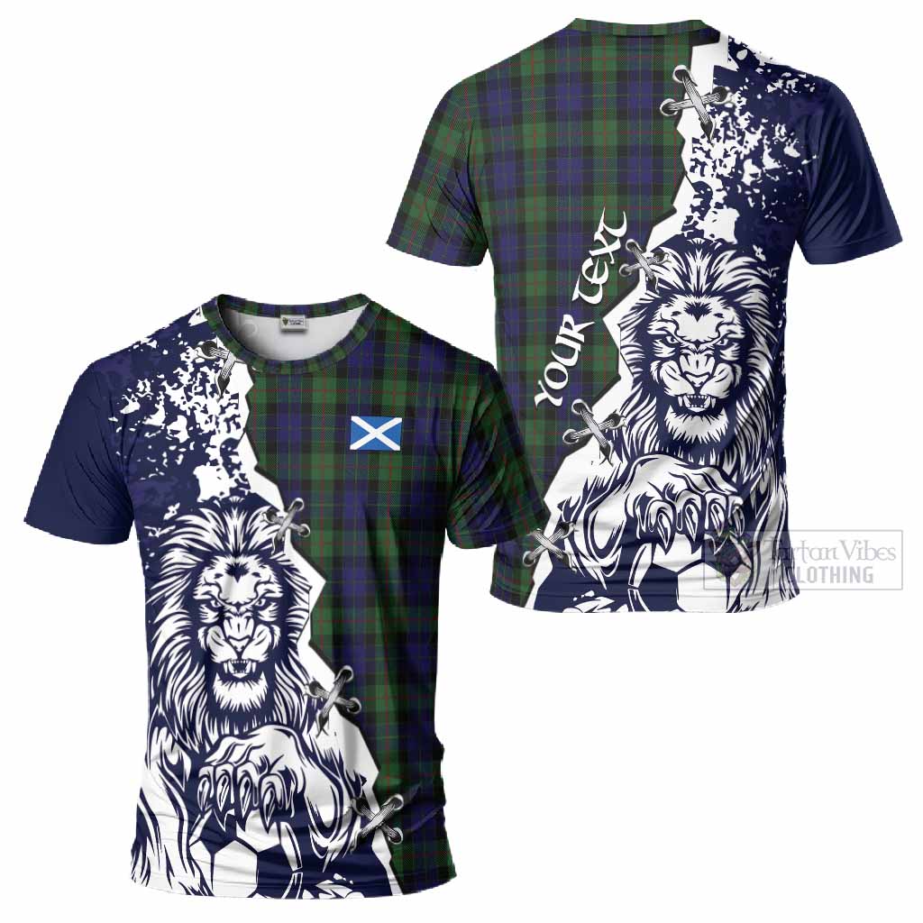 Gunn Tartan Scottish T-Shirt Angry Lion With Soccer Ball Style