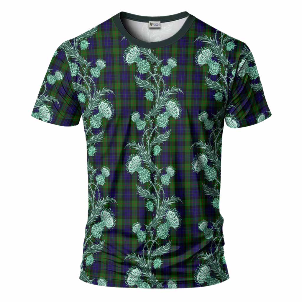 Gunn Tartan T-Shirt Seamless Scottish Thistle Flowers