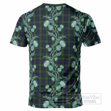 Gunn Tartan T-Shirt Seamless Scottish Thistle Flowers