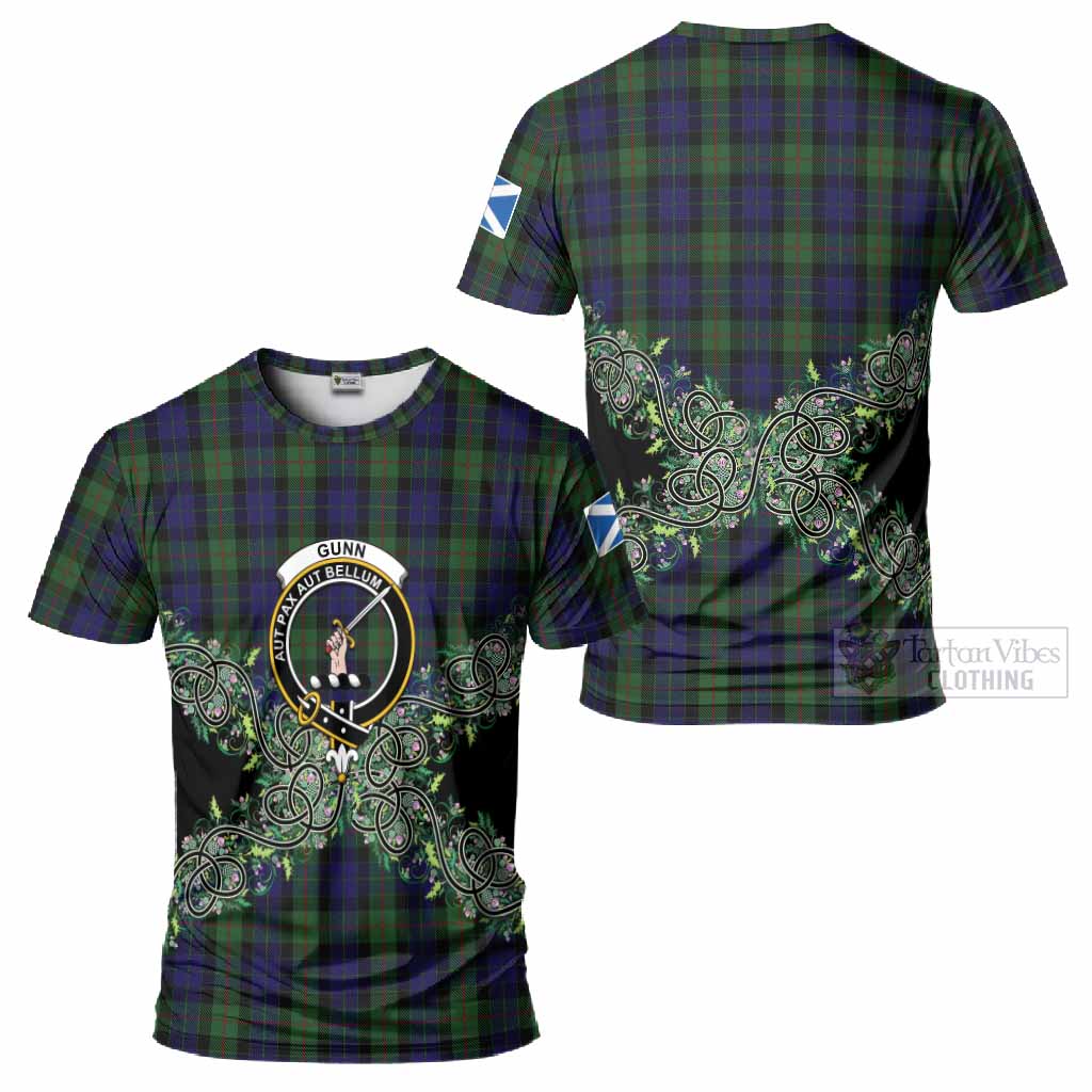 Gunn Tartan T-Shirt Thistle Scottish Spirit