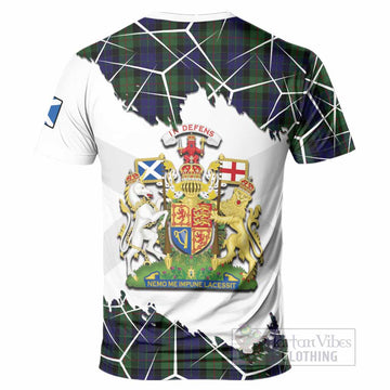 Gunn Tartan T-Shirt with Family Crest and Lion Rampant Grunge Style