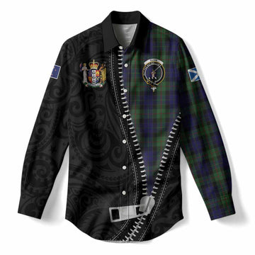 Gunn Tartan Women Casual Shirt New Zealand Pattern Unique Zipper Stylized