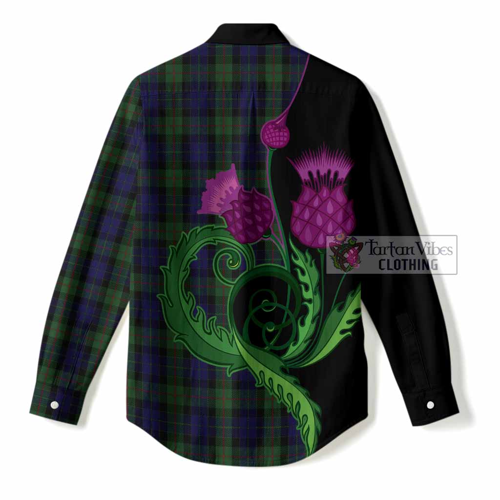 Gunn Tartan Women Casual Shirt Traditional Scottish Thistle