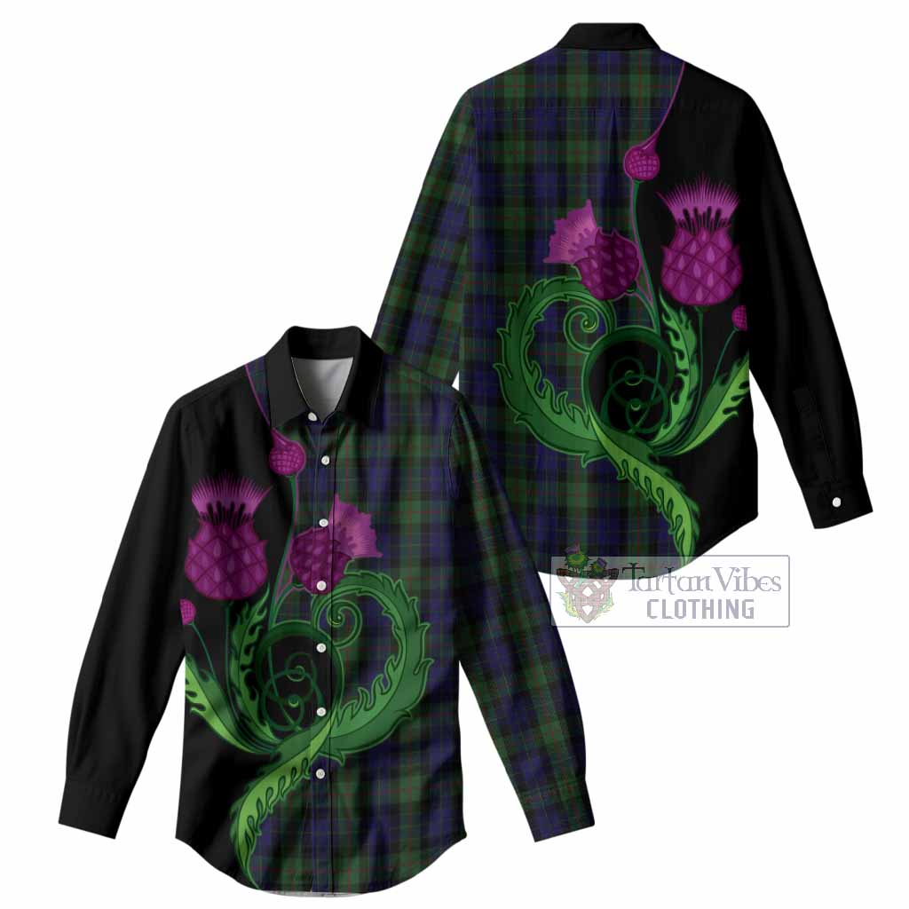 Gunn Tartan Women Casual Shirt Traditional Scottish Thistle