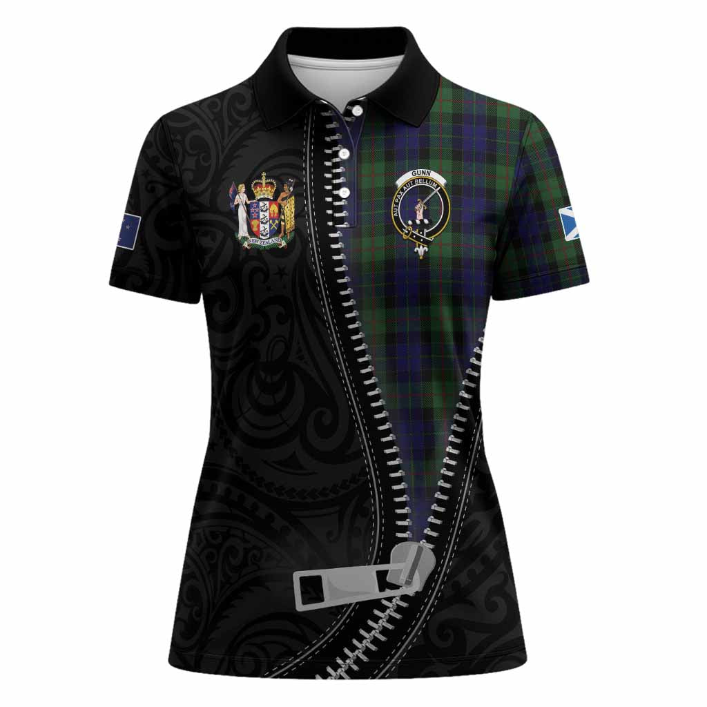 Gunn Tartan Women Polo Shirt New Zealand Pattern Unique Zipper Stylized