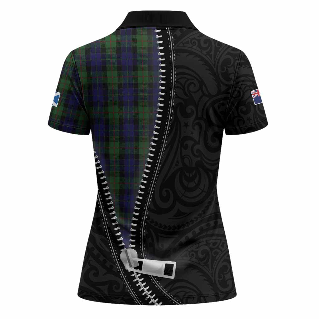Gunn Tartan Women Polo Shirt New Zealand Pattern Unique Zipper Stylized