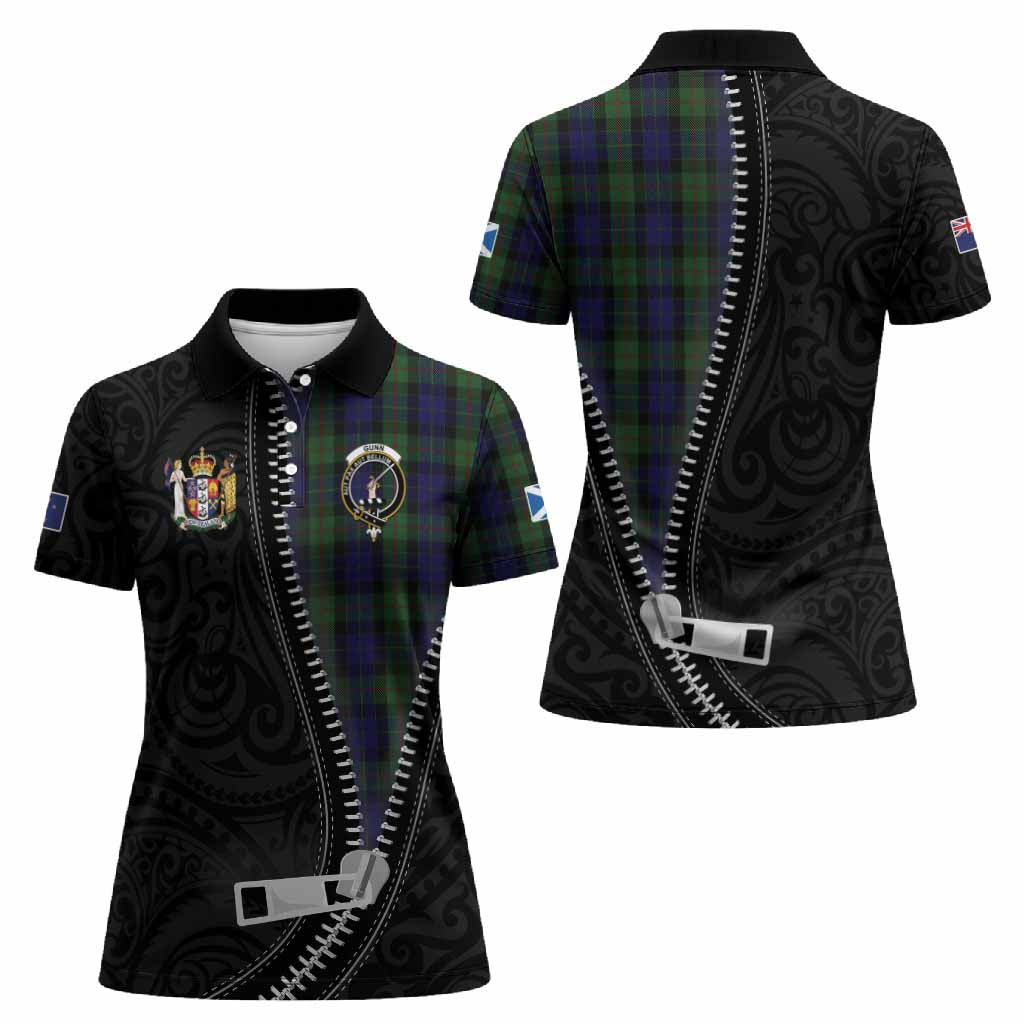 Gunn Tartan Women Polo Shirt New Zealand Pattern Unique Zipper Stylized