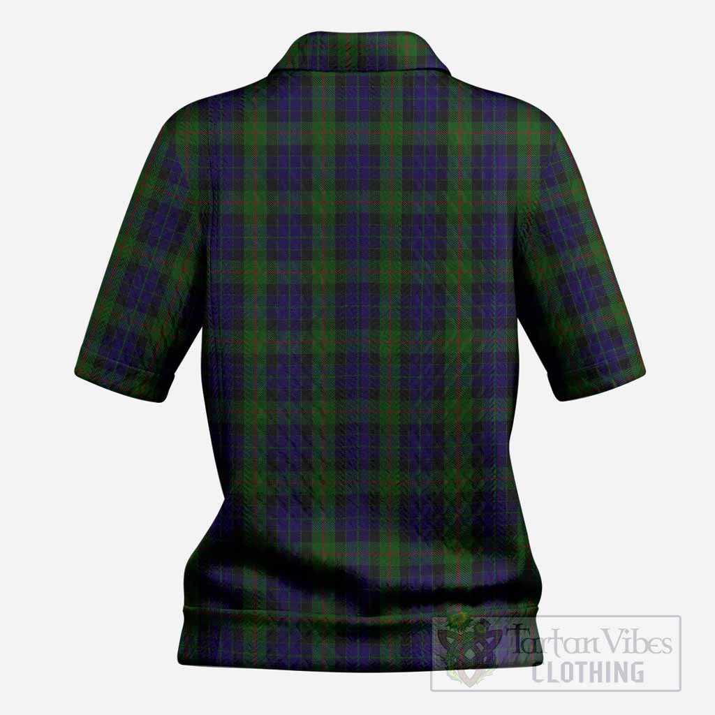 Gunn Tartan Women’s Polo Sweater Top with Family Crest