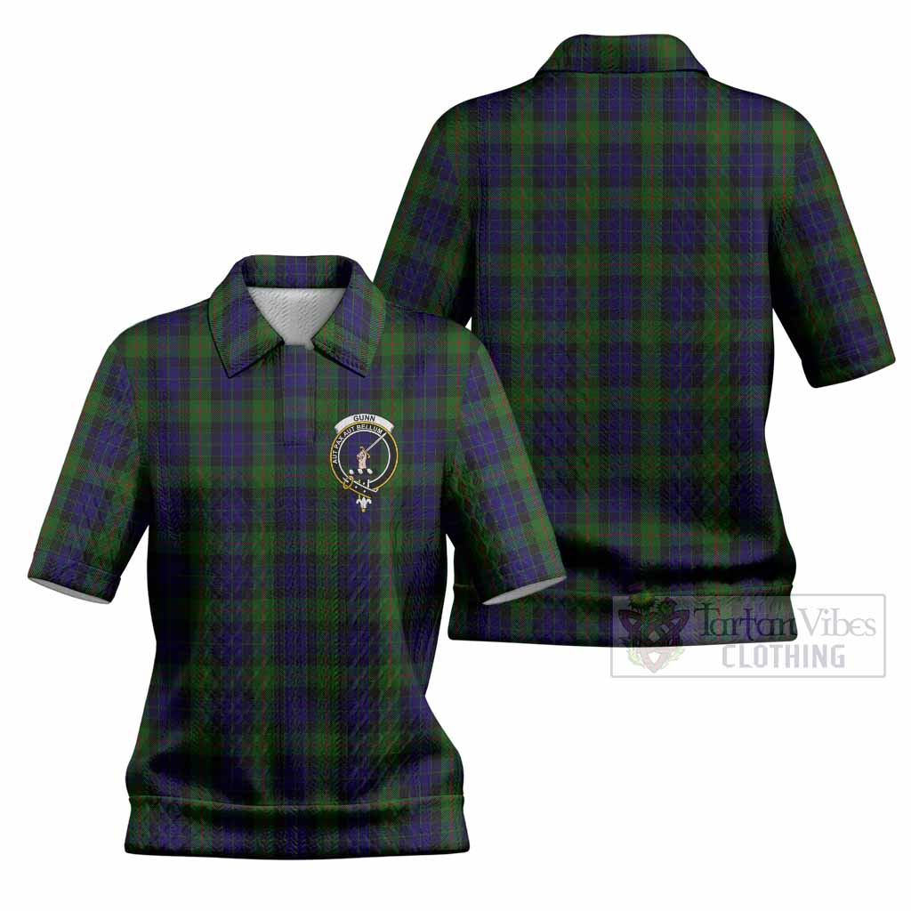 Gunn Tartan Women’s Polo Sweater Top with Family Crest
