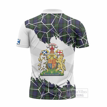 Gunn Tartan Zipper Polo Shirt with Family Crest and Lion Rampant Grunge Style