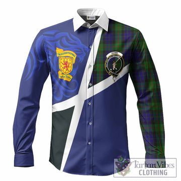 Gunn The Scottish Football Crest Long Sleeve Button Shirts Lion-Tartan Army