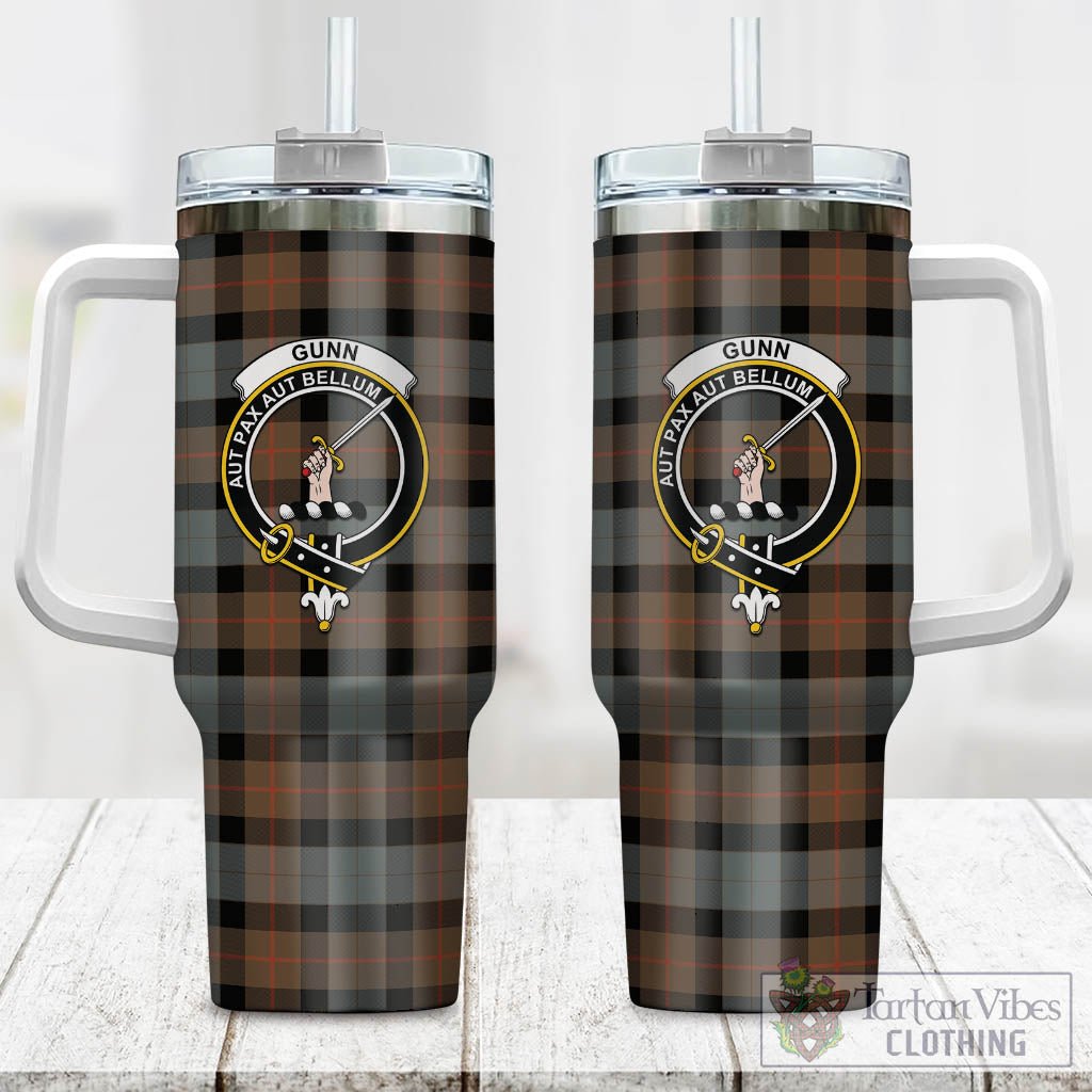 Tartan Vibes Clothing Gunn Weathered Tartan and Family Crest Tumbler with Handle