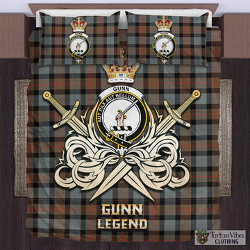 Gunn Weathered Tartan Bedding Set with Clan Crest and the Golden Sword of Courageous Legacy