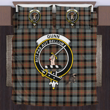 Gunn Weathered Tartan Bedding Set with Family Crest