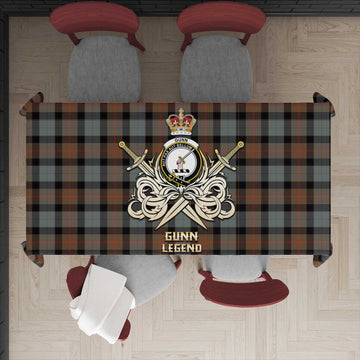 Gunn Weathered Tartan Tablecloth with Clan Crest and the Golden Sword of Courageous Legacy