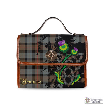 Gunn Weathered Tartan Waterproof Canvas Bag with Scotland Map and Thistle Celtic Accents